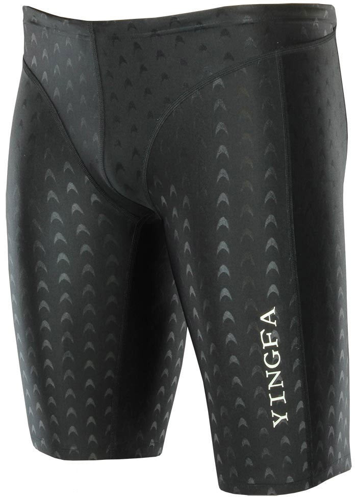 Yingfa Mens 9205-1 Sharkskin Jammers Black Fina Approved